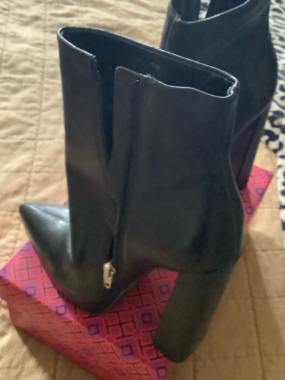 Steve Madden Black Pointed Toe High Block Heel Ankle Boots
